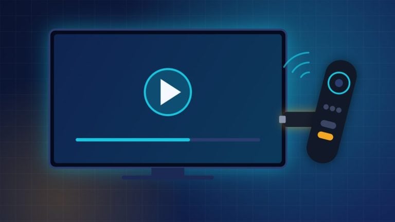 Illustration d’un téléviseur avec une clé de streaming branchée et une télécommande